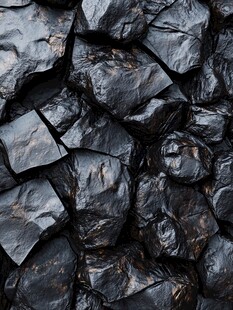 黑色嶙峋石块纹理特写