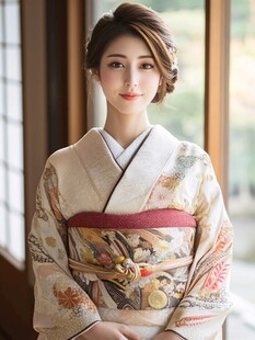 身着和服的优雅东方女子