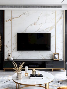 现代轻奢风客厅电视墙设计