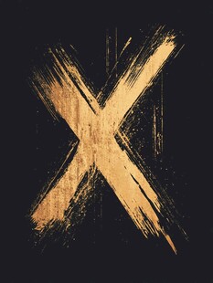金色笔触X符号设计元素