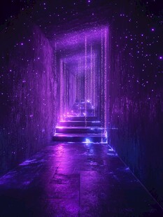 梦幻紫星空光影神秘通道