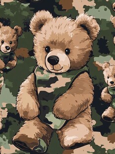 迷彩小熊可爱卡通图案