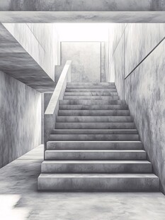 混凝土打造的简约室内楼梯