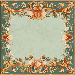 复古花卉边框装饰图案