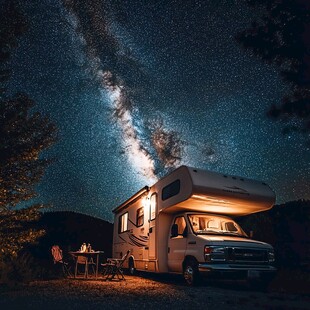 星空下的房车露营美好时刻