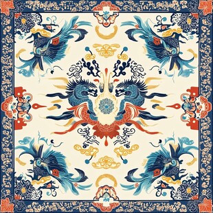 中式传统双凤吉祥图案