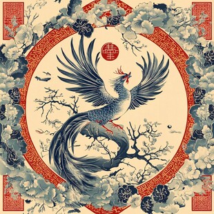 中式凤凰花卉精美图案