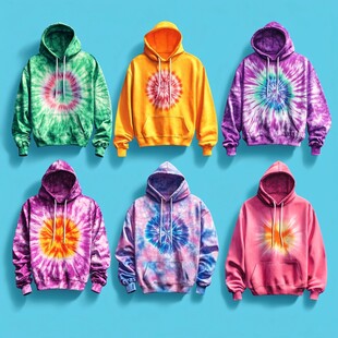 多彩扎染连帽卫衣展示