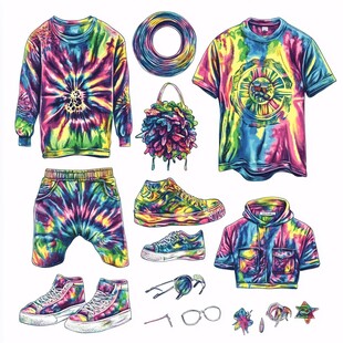 多彩扎染服饰及配饰集合