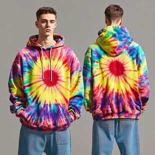 彩色扎染连帽卫衣展示
