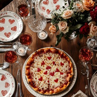 浪漫心形披萨晚餐布置