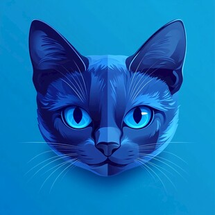 蓝色大眼猫咪插画头像