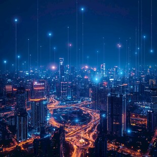 璀璨夜城与科技之光交织
