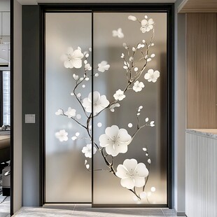 中式梅花玻璃推拉门设计