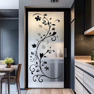 时尚花纹玻璃门隔断设计