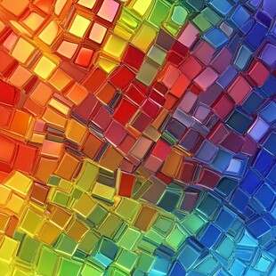 彩色方块构成的绚丽马赛克