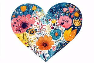 心形花卉图案插画