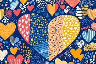 缤纷爱心图案的浪漫背景