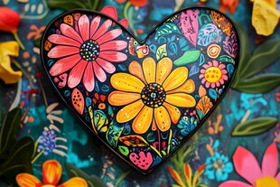 心形花饰 绚丽多彩的艺术