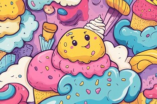 梦幻缤纷的卡通冰淇淋世界