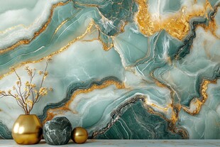 轻奢绿金大理石背景墙