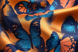 蝴蝶印花丝绸面料
