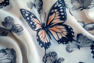 蝴蝶印花丝绸布料