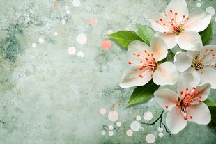 淡绿背景上的精致白色花朵