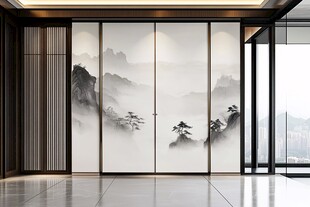 中式山水屏风 雅致室内景致