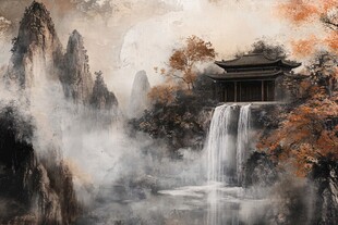 水墨山水间的古典雅致之景