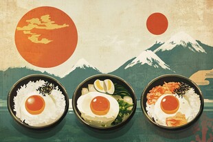 日式美食与富士山风景