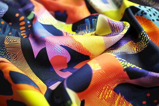 多彩抽象图案丝绸面料