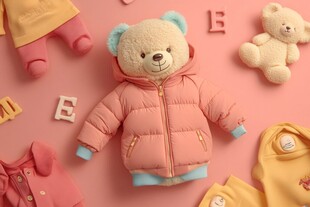 小熊玩偶与可爱童装展示