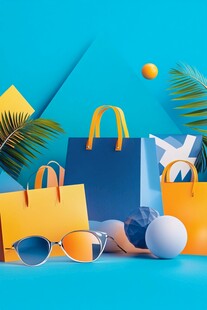 夏日购物出行元素组合