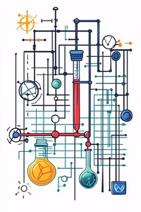 科学实验装置插画风格设计
