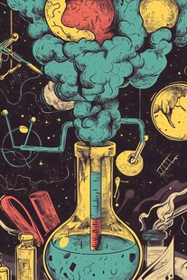 奇幻化学实验场景插画