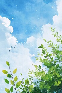 蓝天绿叶 清新自然绘景