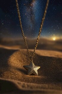 星芒项链于沙海星空下