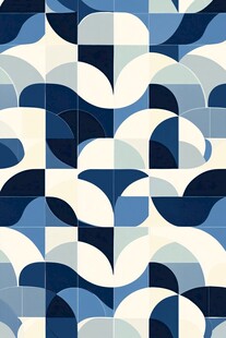 蓝白几何拼接抽象图案