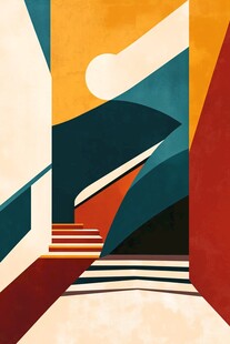 几何风格楼梯抽象艺术画