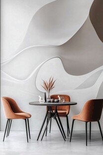 现代简约风餐厅桌椅与墙饰