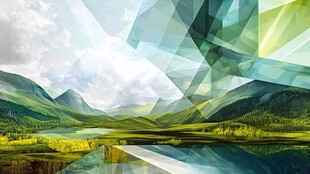 梦幻几何风山水景观图