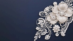 精致白色刺绣花朵装饰图案