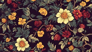 复古花卉图案背景纹理