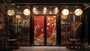 中式典雅店铺的精致门面