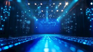 梦幻蓝色舞台灯光秀场景