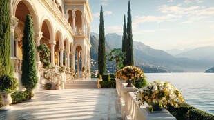 湖畔豪华别墅优雅景致