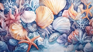 梦幻海洋贝壳与海星世界