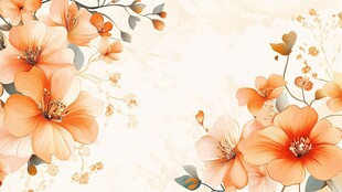 橙花烂漫 清新花卉背景图