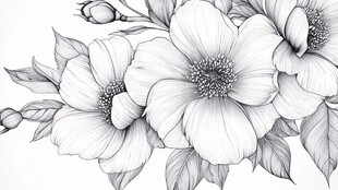 黑白花卉线稿图